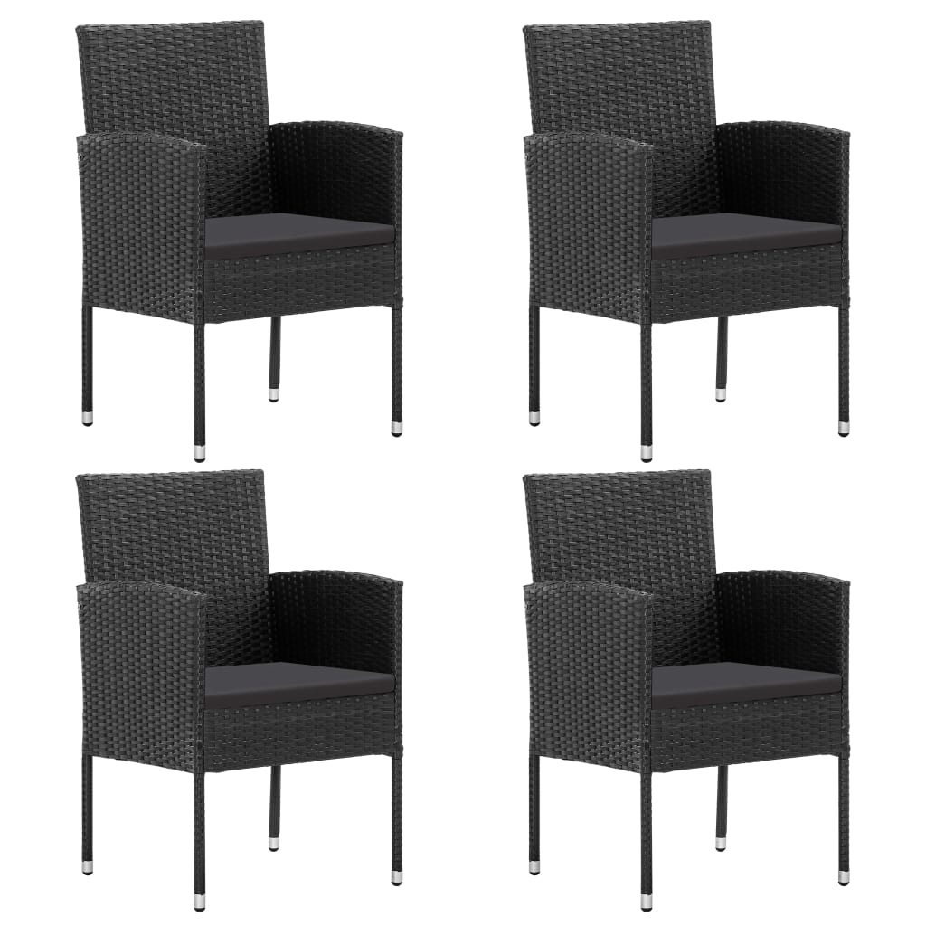 5-Delige Tuinset Poly Rattan En Staal Zwart
