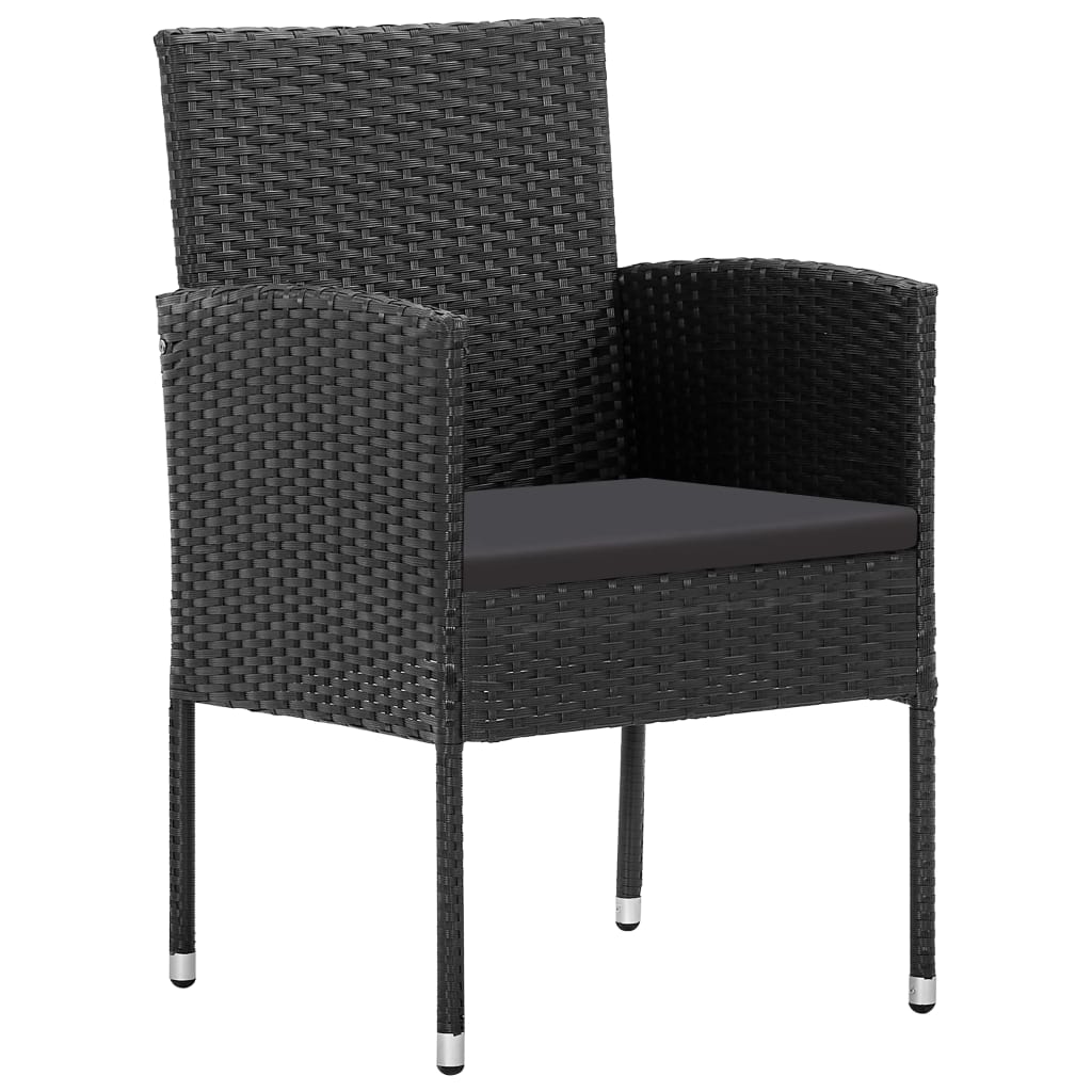 5-Delige Tuinset Poly Rattan En Staal Zwart