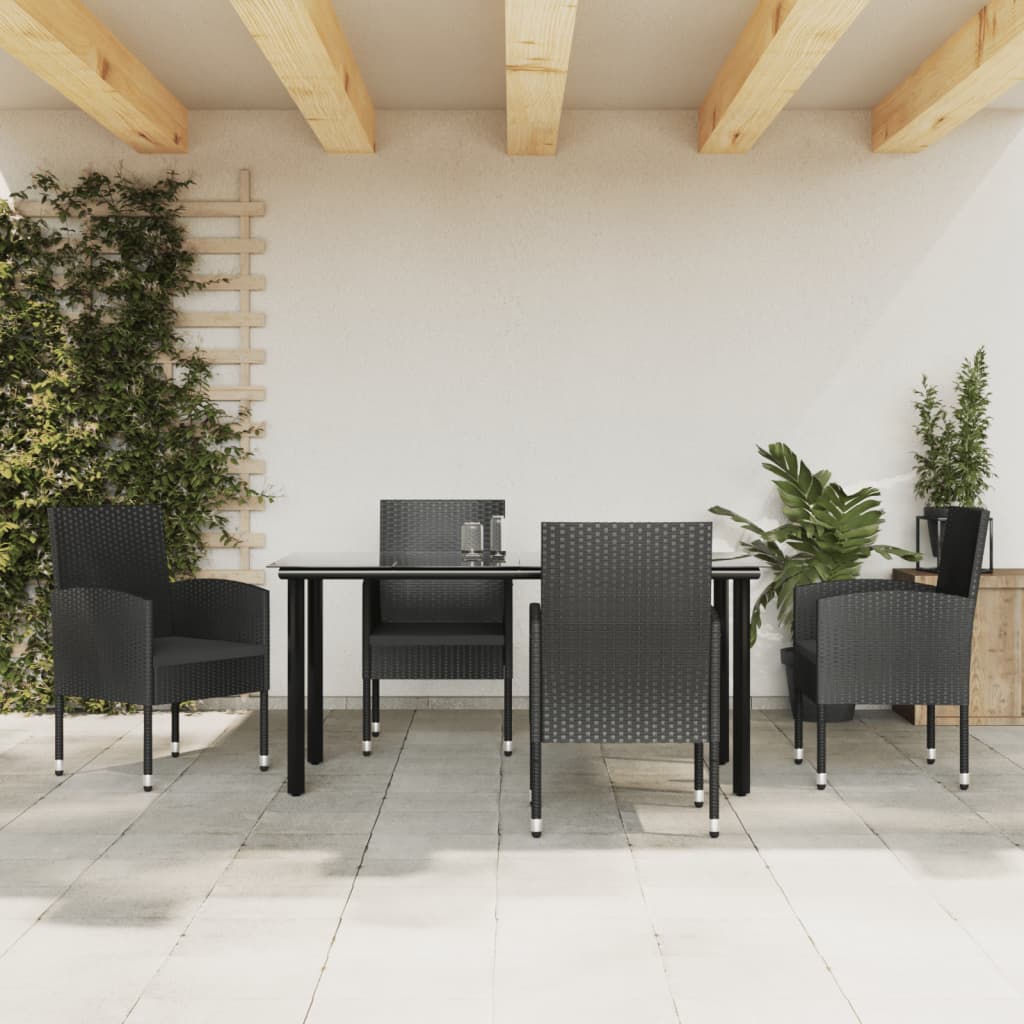 5-Delige Tuinset Poly Rattan En Staal Zwart