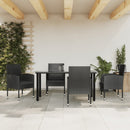 5-Delige Tuinset Poly Rattan En Staal Zwart