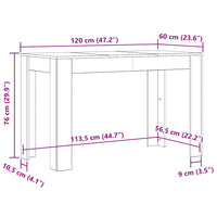 Eettafel 120X60X76 Cm Bewerkt Hout Kleurig