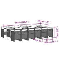 13-Delige Tuinset Met Kussens Poly Rattan