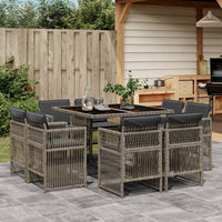 9-Delige Tuinset Met Kussens Poly Rattan