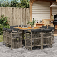 9-Delige Tuinset Met Kussens Poly Rattan