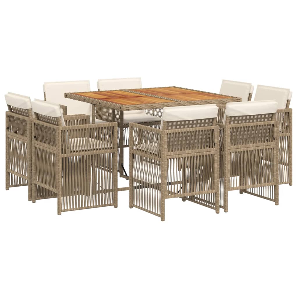 9-Delige Tuinset Met Kussens Poly Rattan