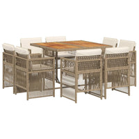 9-Delige Tuinset Met Kussens Poly Rattan