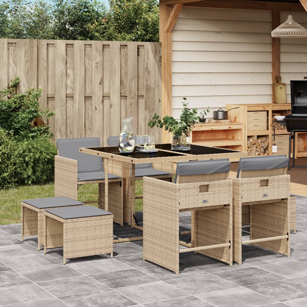 11-Delige Tuinset Met Kussens Poly Rattan