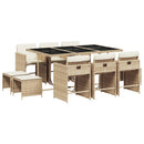 11-Delige Tuinset Met Kussens Poly Rattan