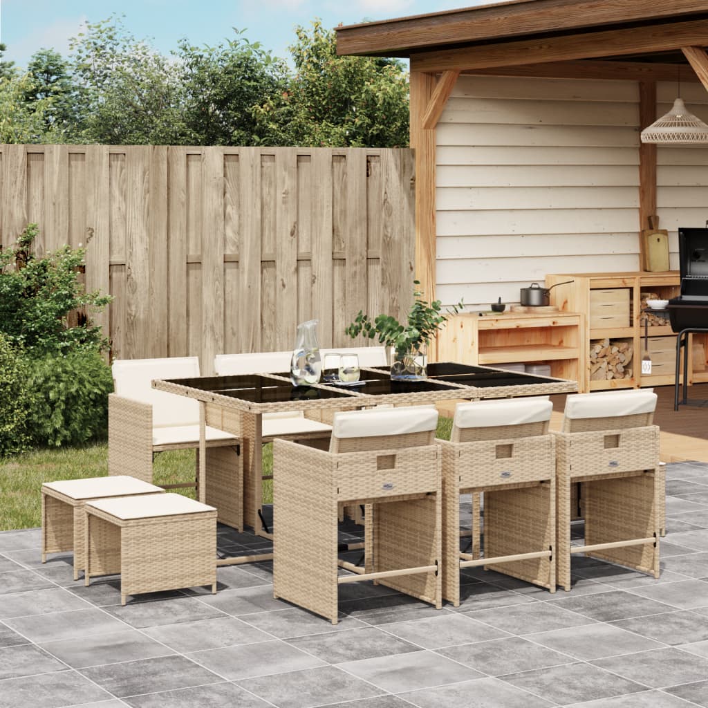 11-Delige Tuinset Met Kussens Poly Rattan