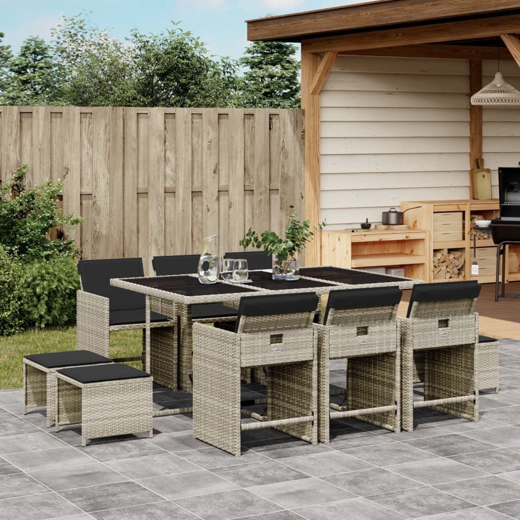 11-Delige Tuinset Met Kussens Poly Rattan
