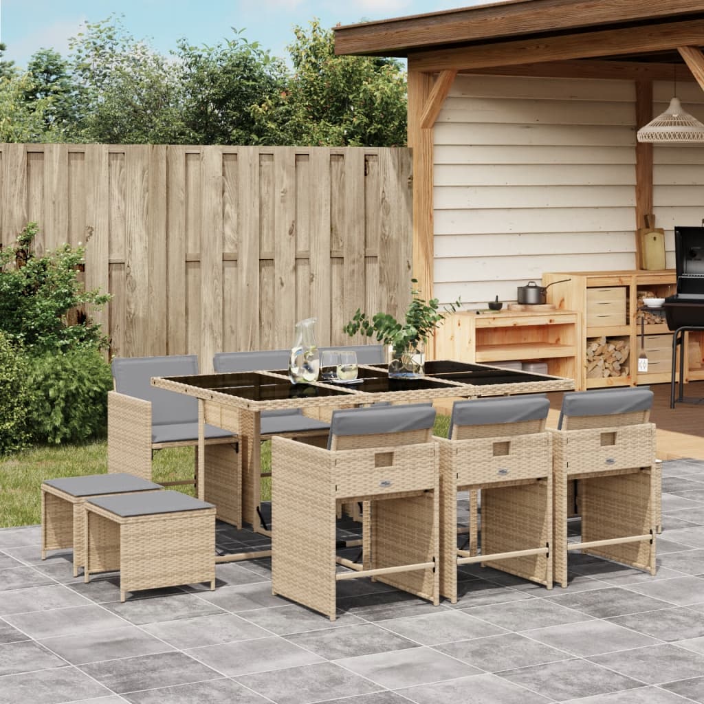 11-Delige Tuinset Met Kussens Poly Rattan