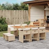 11-Delige Tuinset Met Kussens Poly Rattan