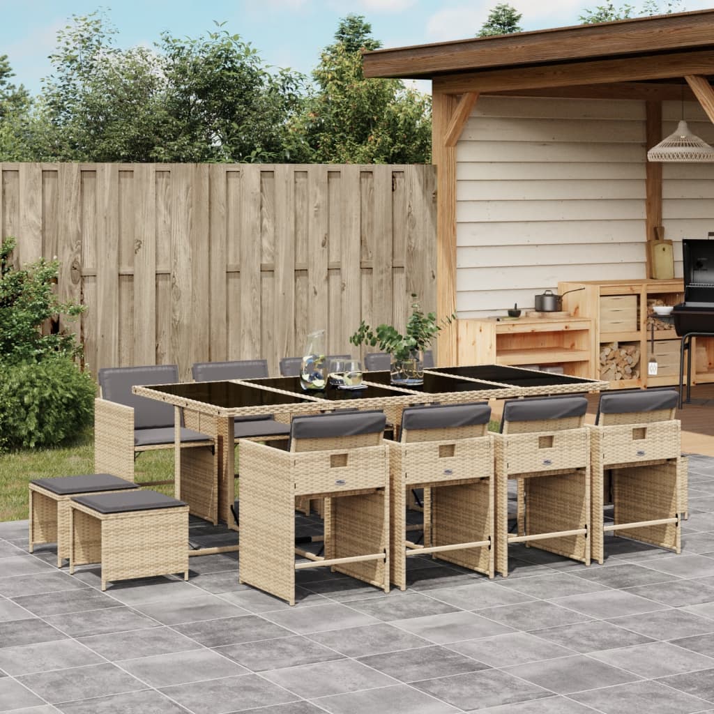 11-Delige Tuinset Met Kussens Poly Rattan