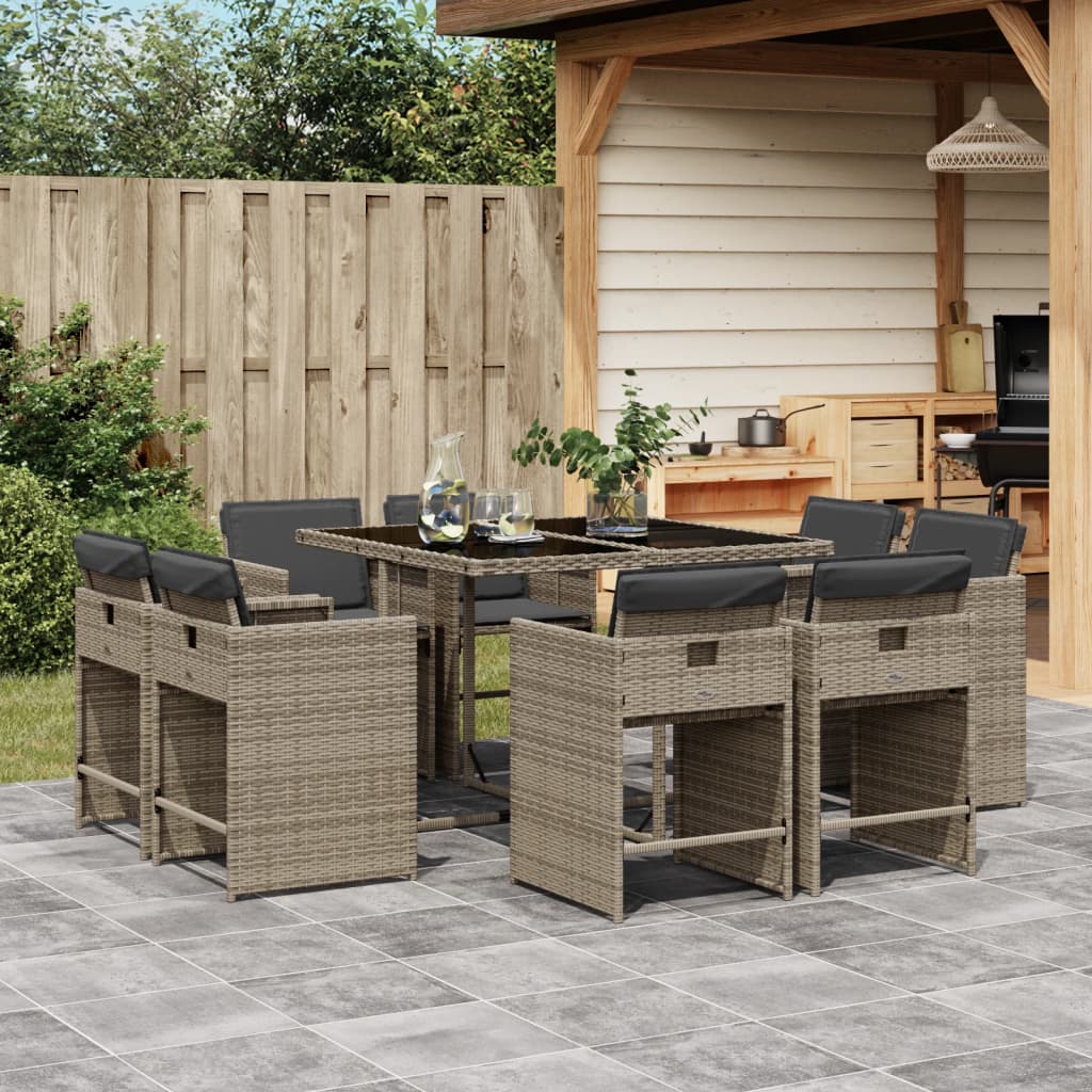 11-Delige Tuinset Met Kussens Poly Rattan