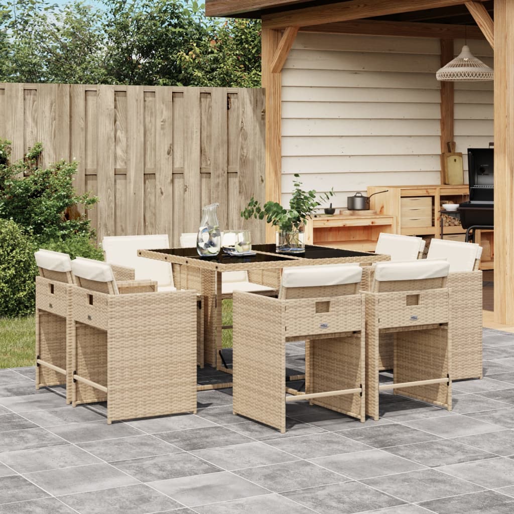 11-Delige Tuinset Met Kussens Poly Rattan