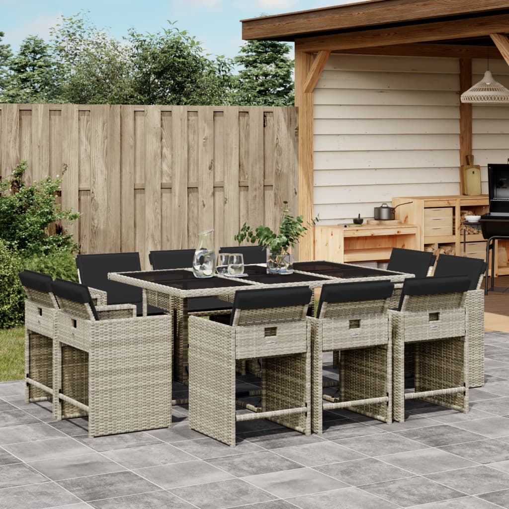 11-Delige Tuinset Met Kussens Poly Rattan