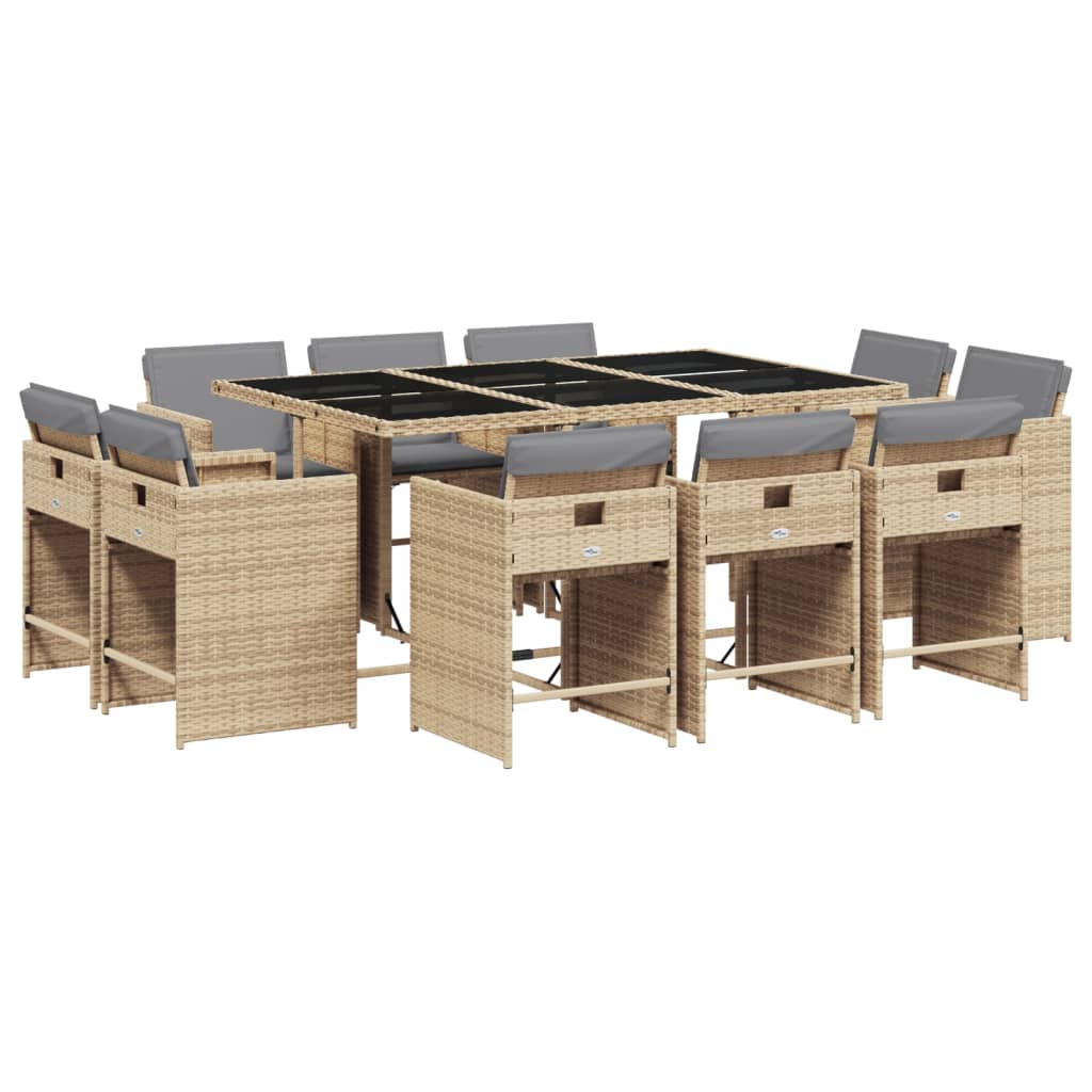 11-Delige Tuinset Met Kussens Poly Rattan