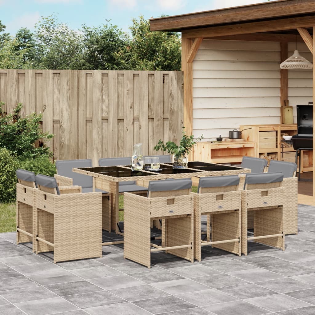 11-Delige Tuinset Met Kussens Poly Rattan
