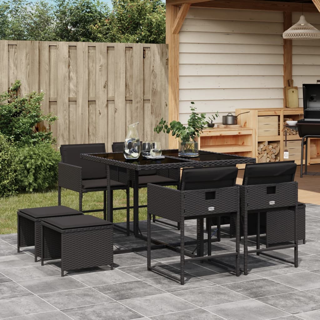 11-Delige Tuinset Met Kussens Poly Rattan