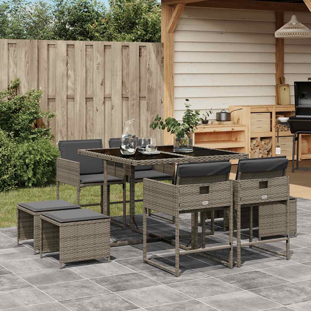 11-Delige Tuinset Met Kussens Poly Rattan