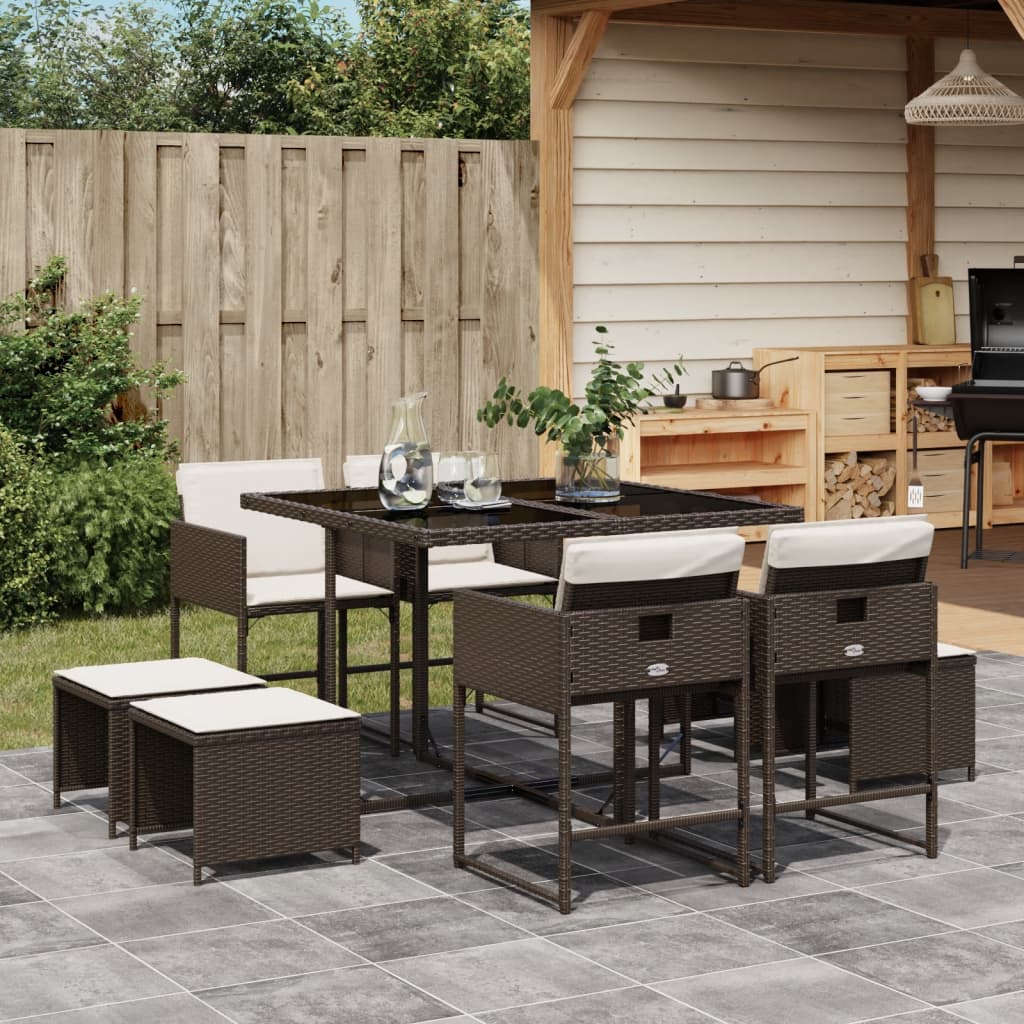 11-Delige Tuinset Met Kussens Poly Rattan