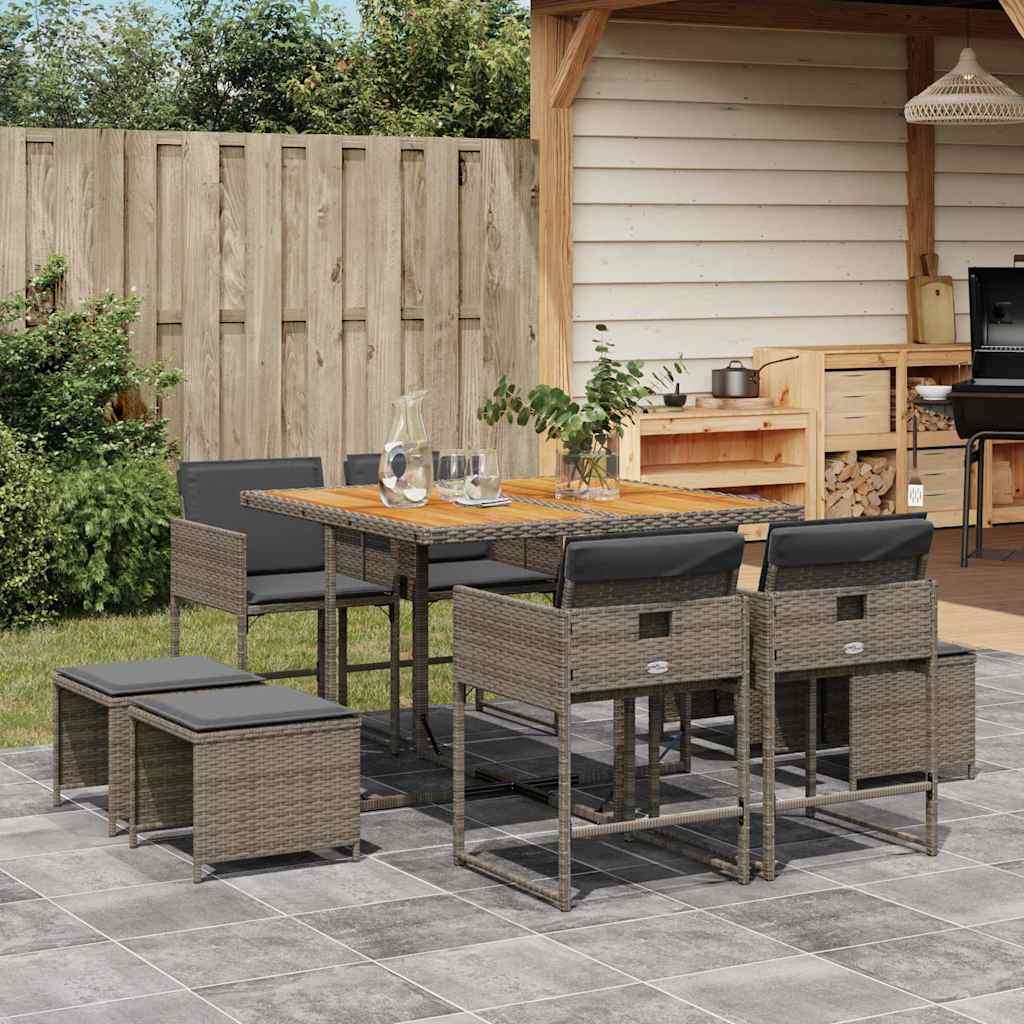 11-Delige Tuinset Met Kussens Poly Rattan