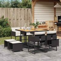 11-Delige Tuinset Met Kussens Poly Rattan