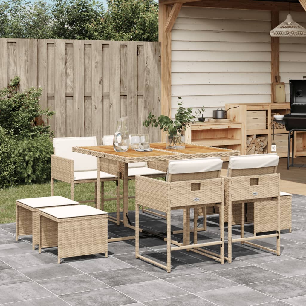 11-Delige Tuinset Met Kussens Poly Rattan