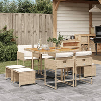 11-Delige Tuinset Met Kussens Poly Rattan
