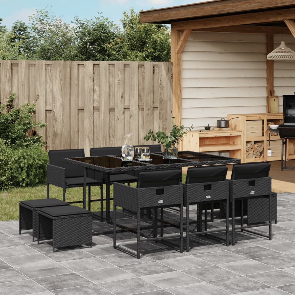 11-Delige Tuinset Met Kussens Poly Rattan