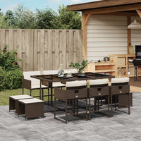 11-Delige Tuinset Met Kussens Poly Rattan