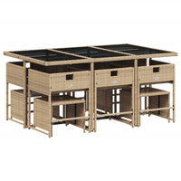 11-Delige Tuinset Met Kussens Poly Rattan