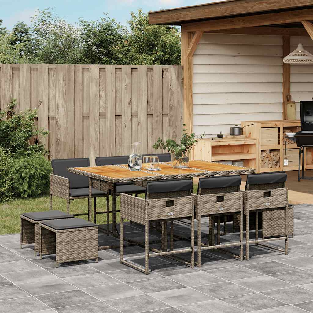 11-Delige Tuinset Met Kussens Poly Rattan