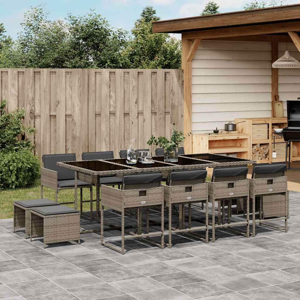 11-Delige Tuinset Met Kussens Poly Rattan
