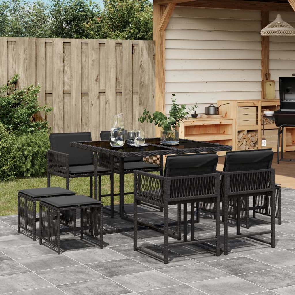 11-Delige Tuinset Met Kussens Poly Rattan