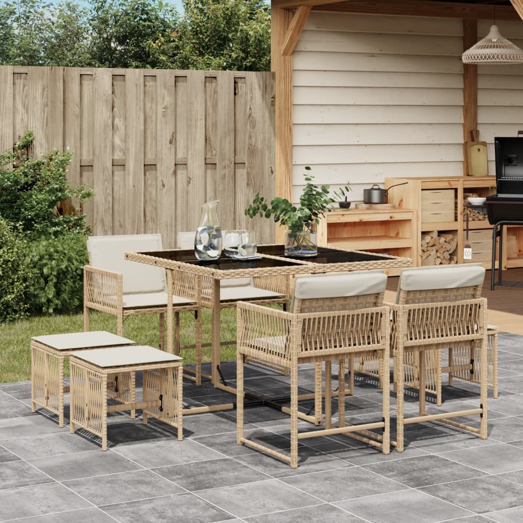 11-Delige Tuinset Met Kussens Poly Rattan