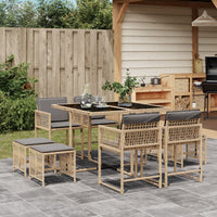 11-Delige Tuinset Met Kussens Poly Rattan