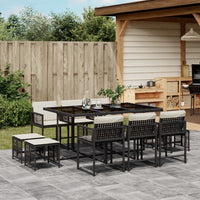 11-Delige Tuinset Met Kussens Poly Rattan