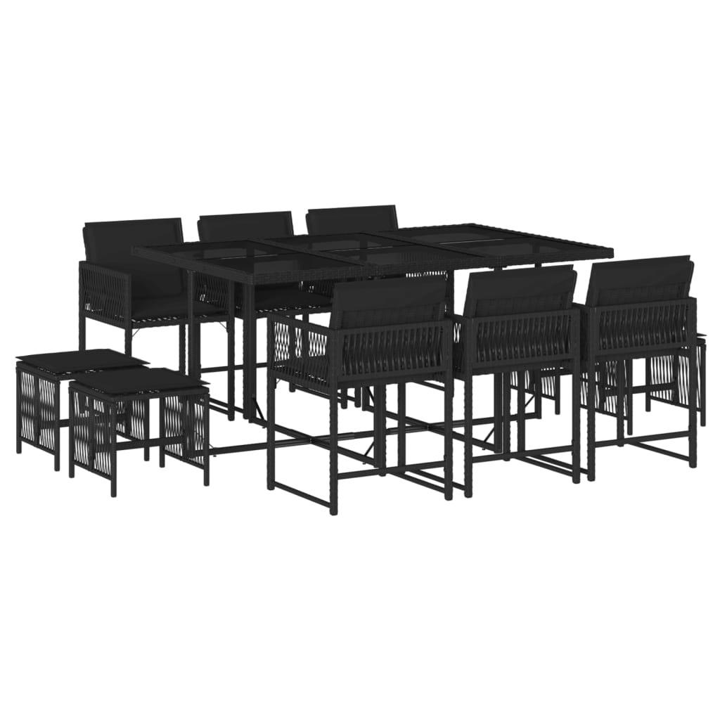 11-Delige Tuinset Met Kussens Poly Rattan