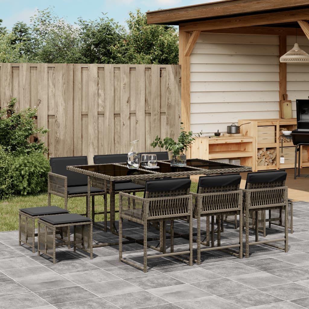 11-Delige Tuinset Met Kussens Poly Rattan