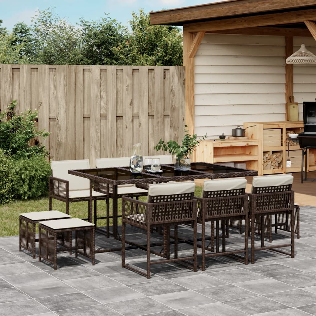 11-Delige Tuinset Met Kussens Poly Rattan