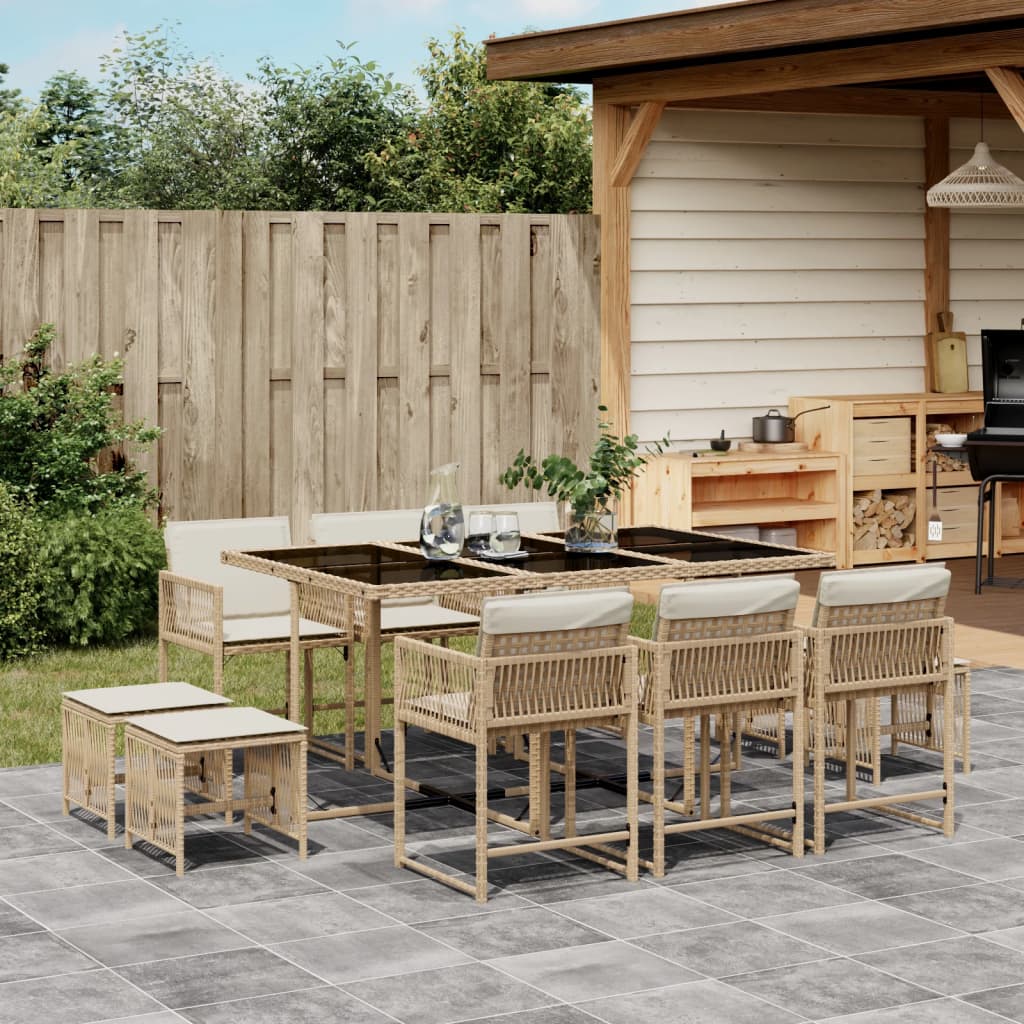 11-Delige Tuinset Met Kussens Poly Rattan