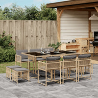 11-Delige Tuinset Met Kussens Poly Rattan