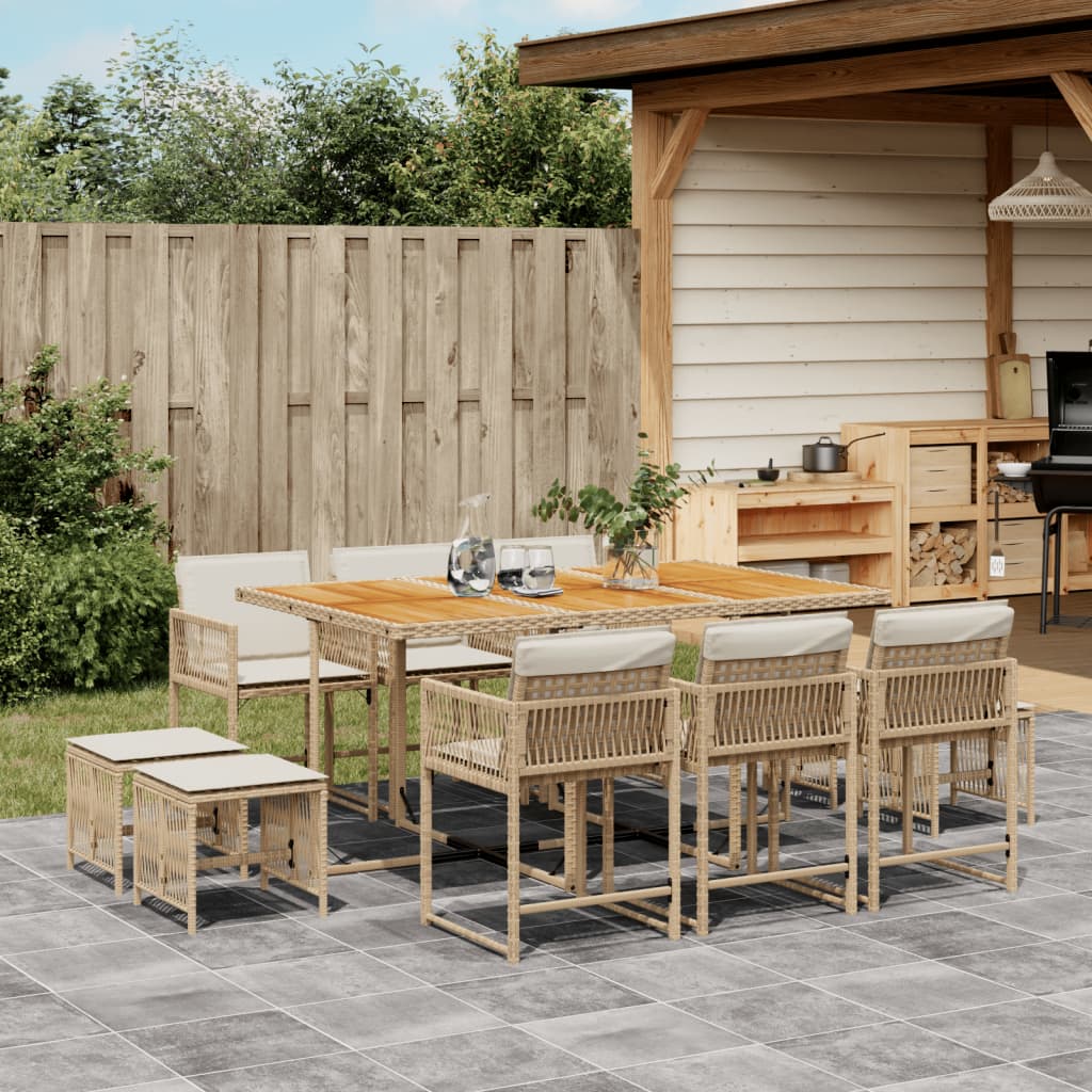 11-Delige Tuinset Met Kussens Poly Rattan