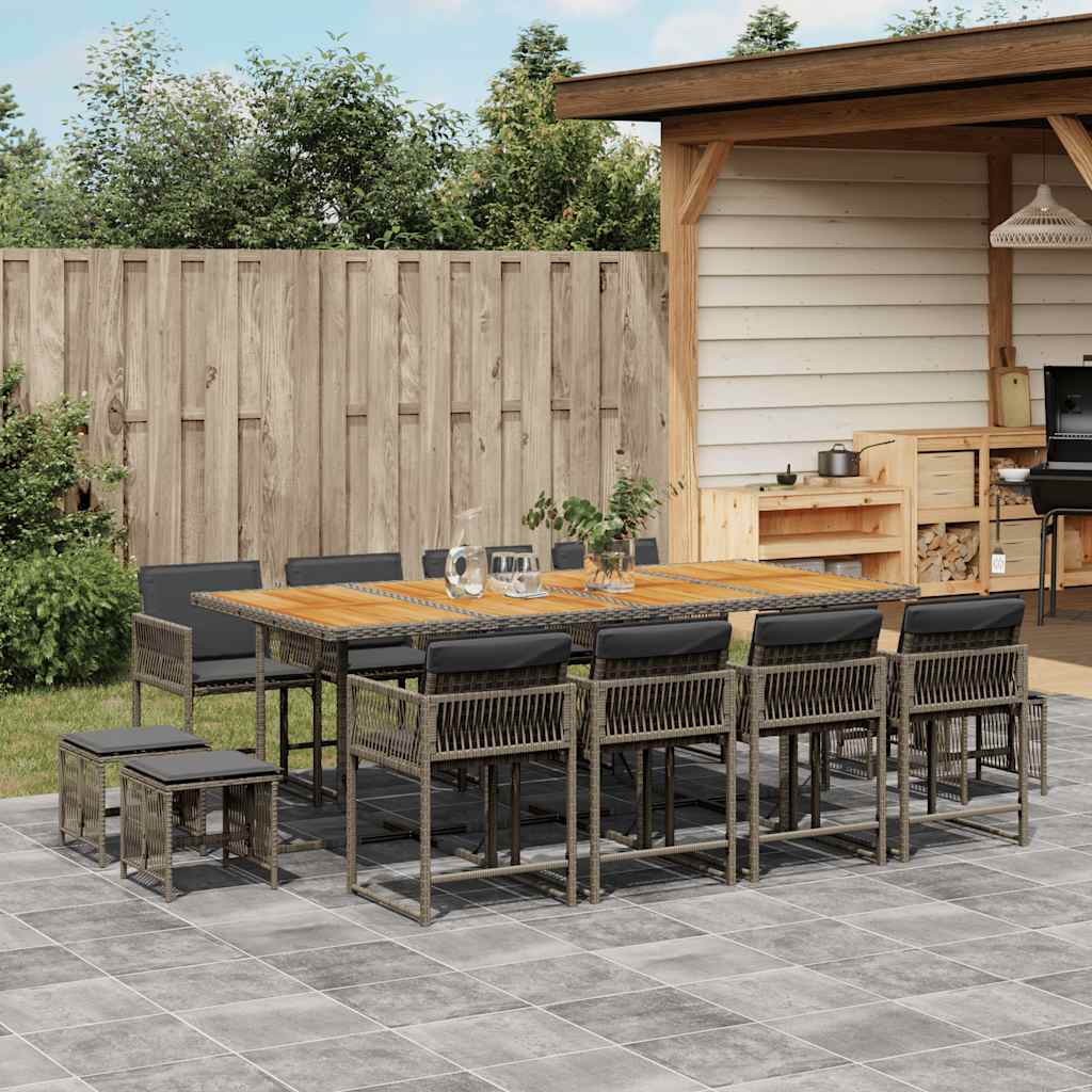 11-Delige Tuinset Met Kussens Poly Rattan