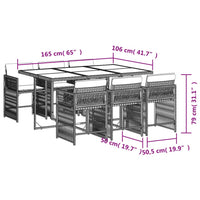 7-Delige Tuinset Met Kussens Poly Rattan