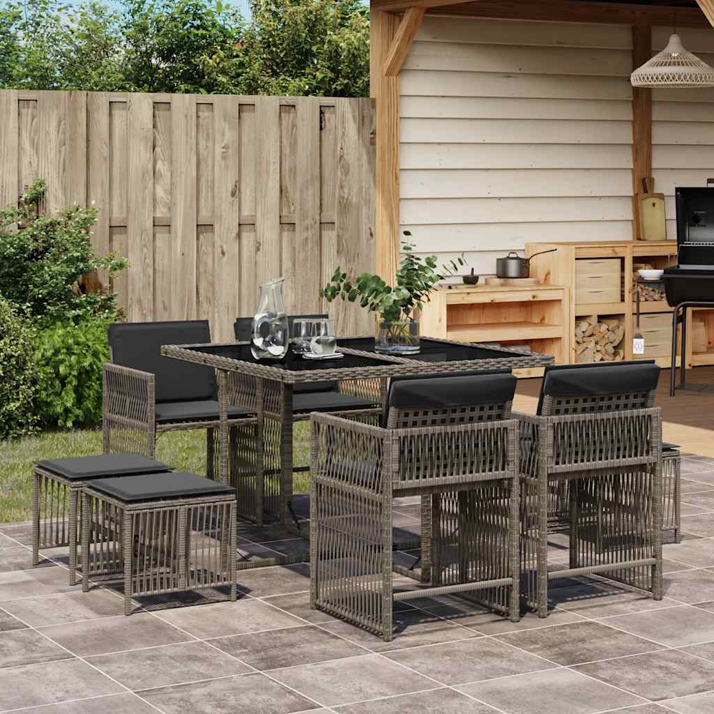 11-Delige Tuinset Met Kussens Poly Rattan