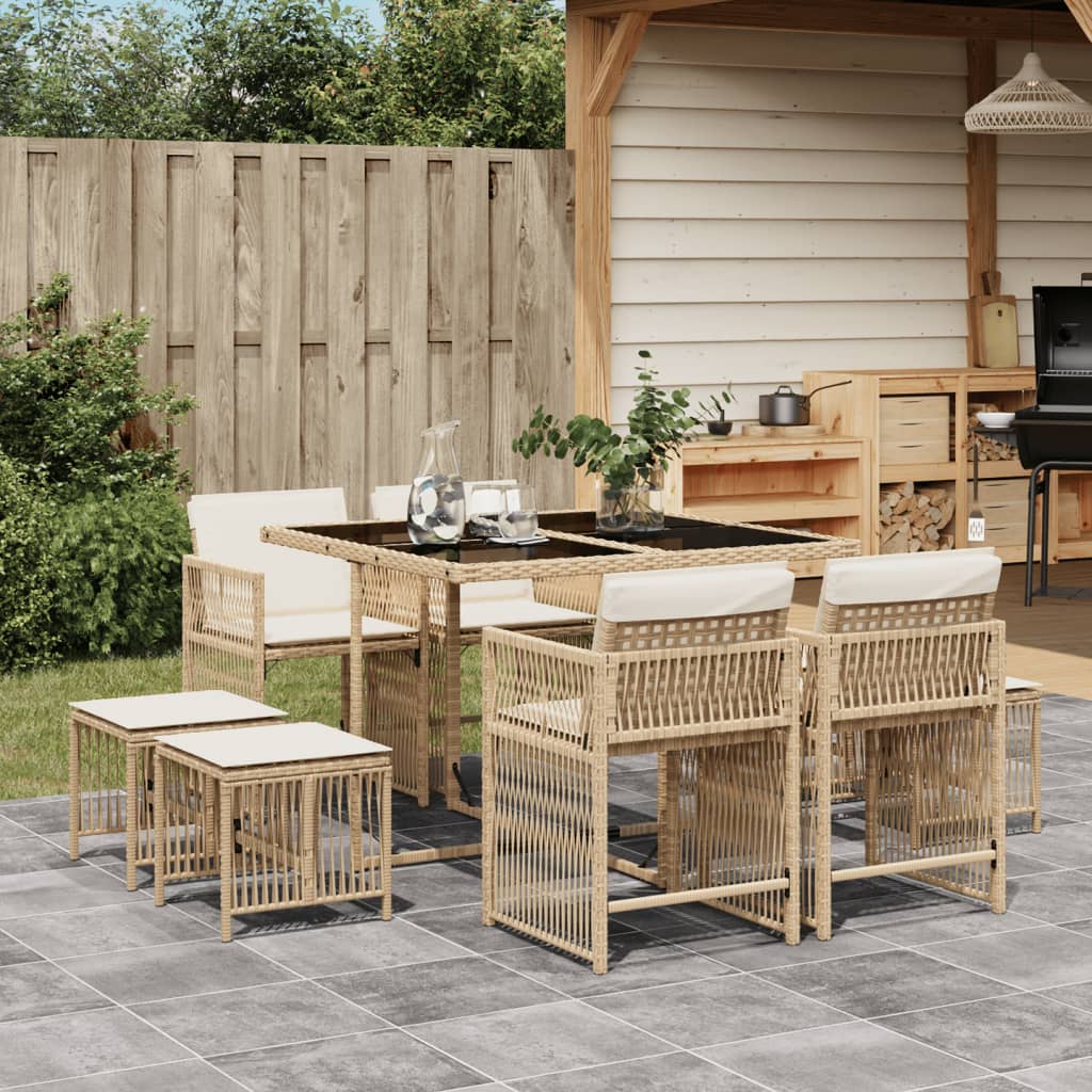 11-Delige Tuinset Met Kussens Poly Rattan