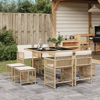 11-Delige Tuinset Met Kussens Poly Rattan