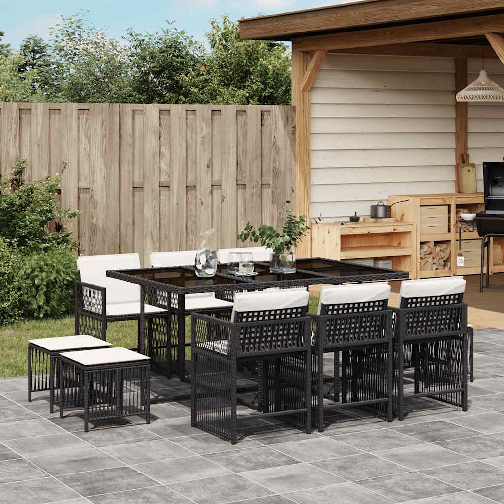 11-Delige Tuinset Met Kussens Poly Rattan